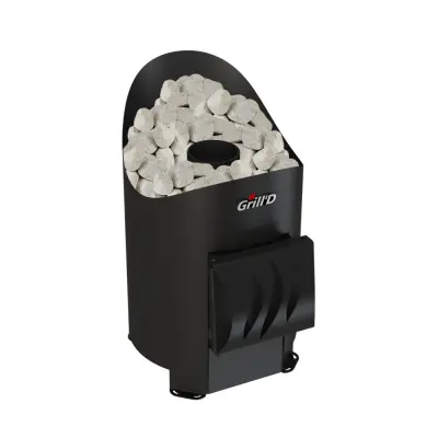 Фото Дровяная банная печь Grill'D Aurora 120 Short (дверца без стекла) в магазине Woodson