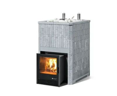 Фото Печь Домна 45 К в полноценном наборном кожухе Талькохлорит в магазине Woodson