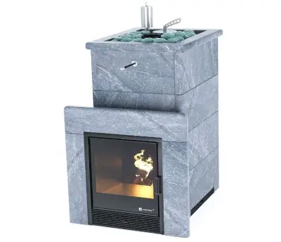 Фото Печь «Сочи» в полноценном кожухе с открытым верхом Талькохлорит в магазине Woodson