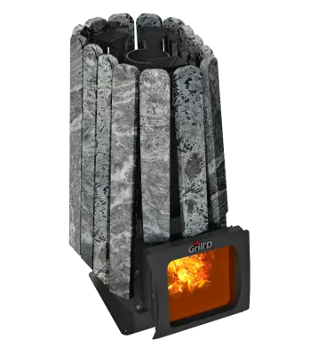 Фото Дровяная банная печь Grill'D Cometa Vega 450 Short Max Pro Stone (Серпентинит) в магазине Woodson