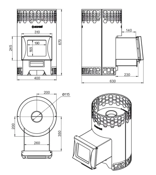 Фото Печь для бани Везувий "Чёрная Пчёлка С" в магазине Woodson