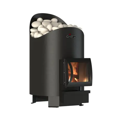 Фото Дровяная банная печь Grill'D Aurora 180 Short (дверца со стеклом) в магазине Woodson