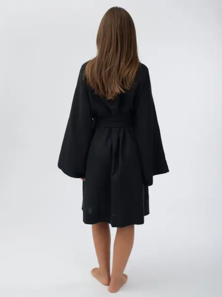 Халат кимоно женский Woodson, чёрный лён (40-52)