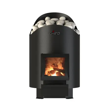 Фото Дровяная банная печь Grill'D Aurora 180 Short (дверца со стеклом) в магазине Woodson