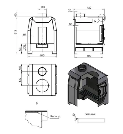 Фото Печь отопительная Везувий "Комфорт 70" (ДТ-3С) в магазине Woodson