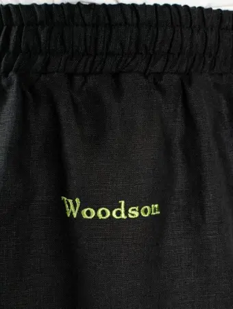 Комплект банщика #1 Woodson, чёрный лён c цветной полосой (54-56)