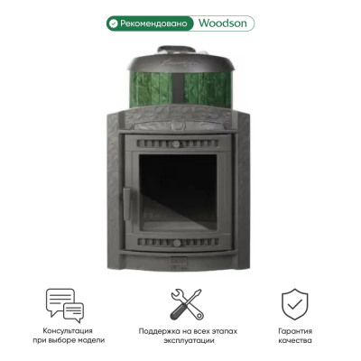 Фото Печь банная "Атмосфера L" в ламелях "Верде Гватемала" наборный рисунок в магазине Woodson