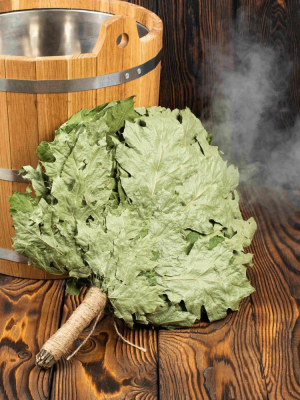 Веник для бани Woodson Премиум, дуб канадский с обмоткой