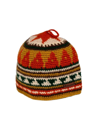 Шапка вязаная для бани Woodson Viking, орнамент, без косичек (оранжевый)