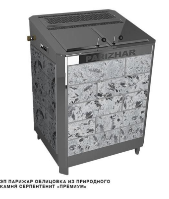Фото Электрическая паротермальная печь 12 кВт/380 ПАРиЖАР облицовка  серпентенит "премиум" в магазине Woodson