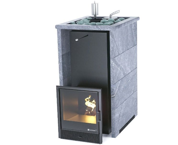 Фото Печь «Геленджик» М2 в полноценном кожухе с открытым верхом Талькохлорит в магазине Woodson