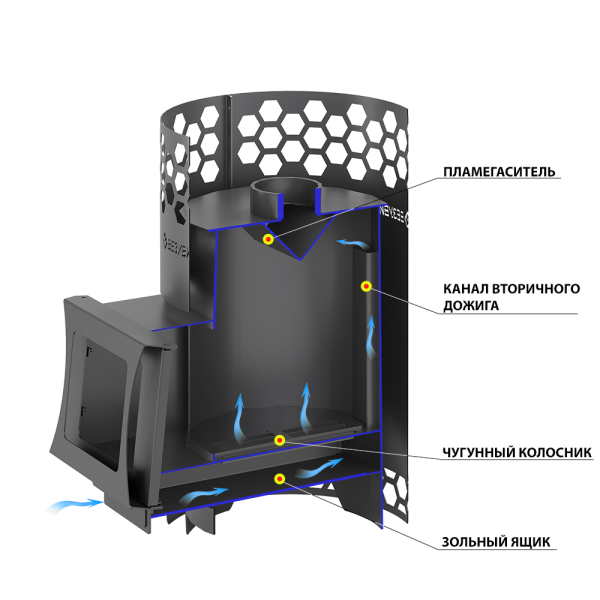 Фото Печь для бани Везувий "Чёрная Пчёлка С" в магазине Woodson