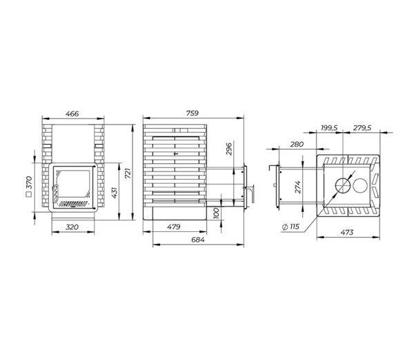 Фото Печь банная "РАДА ТЕРМА 2026" ОК 6мм 20L, дверца со стеклом в магазине Woodson