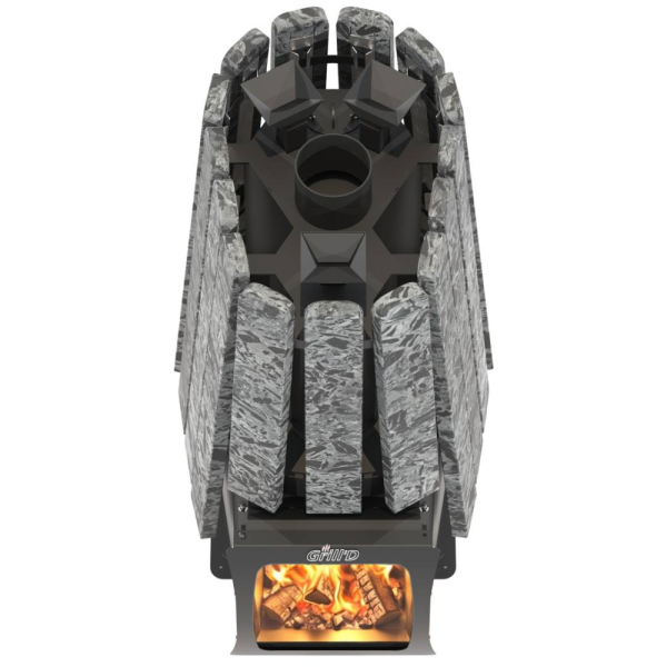 Фото Дровяная банная печь Grill'D Cometa Vega 450 Short Max Stone (Серпентинит) в магазине Woodson