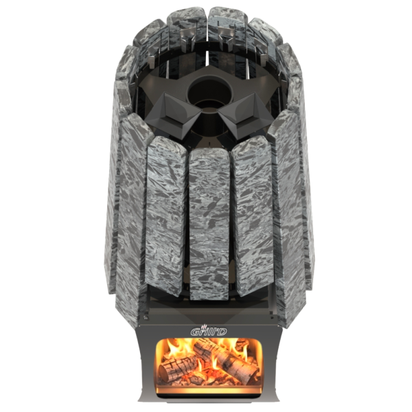 Фото Дровяная банная печь Grill'D Cometa Vega 240 Short Max Stone (Серпентинит) в магазине Woodson