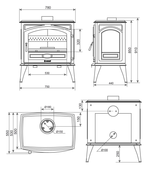 Фото Печь-камин Везувий SV-16 "Антрацит" в магазине Woodson