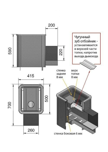 Фото Печь ВЕЗУВИЙ Русичъ Антрацит 12 (ДТ-3) в магазине Woodson
