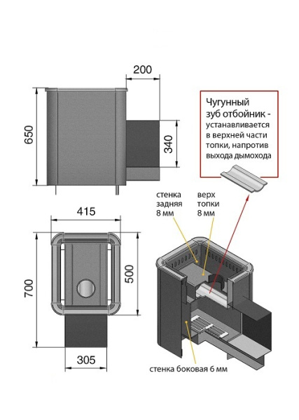 Фото Печь ВЕЗУВИЙ Русичъ Антрацит 16 (220) в магазине Woodson
