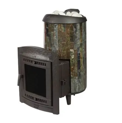 Фото Печь банная "Атмосфера XL" в ламелях "Жадеит" наборный рисунок в магазине Woodson