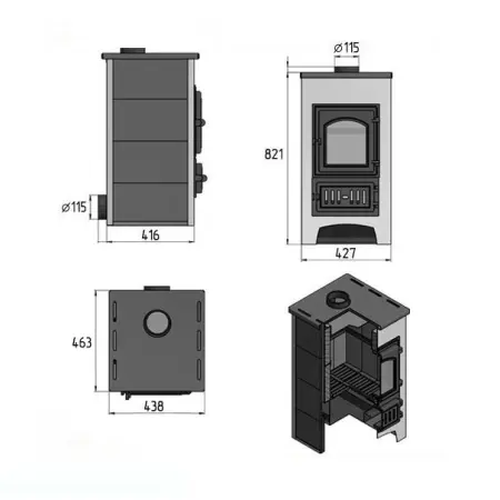 Фото Печь-Камин ВЕЗУВИЙ ПК-01 (270) беж. 9 кВт (150 м3) Ø 115 мм в магазине Woodson